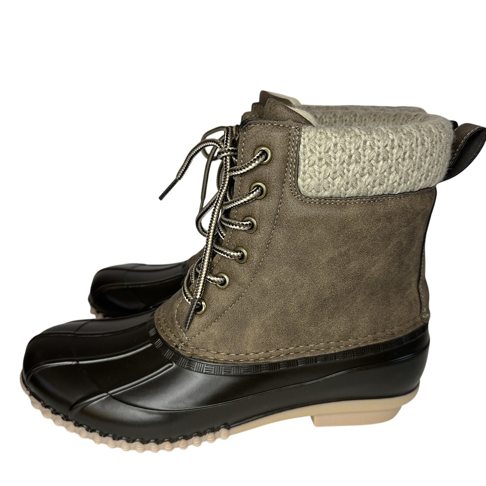 Dept 222 Womens Duck Boots Brown Knit Collar Size 9M Harper-0862